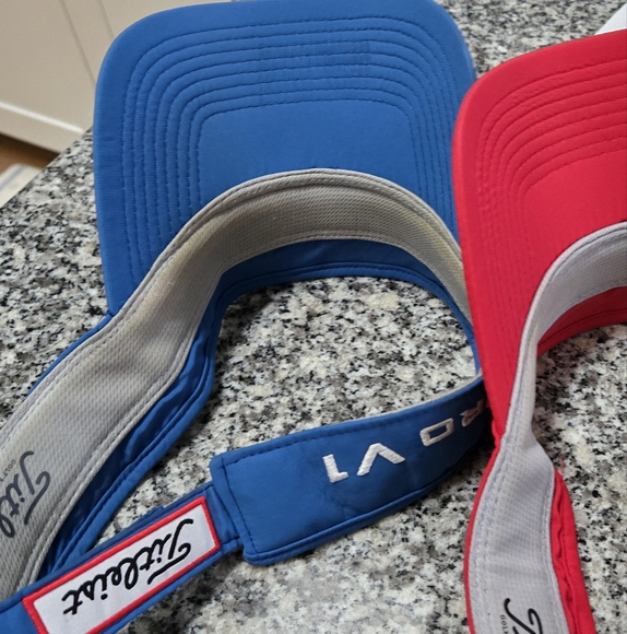 Titleist Hat Cap Visor Strap Back Red Footjoy Pro V1 Golf Spellout Logo - Picture 2 of 4